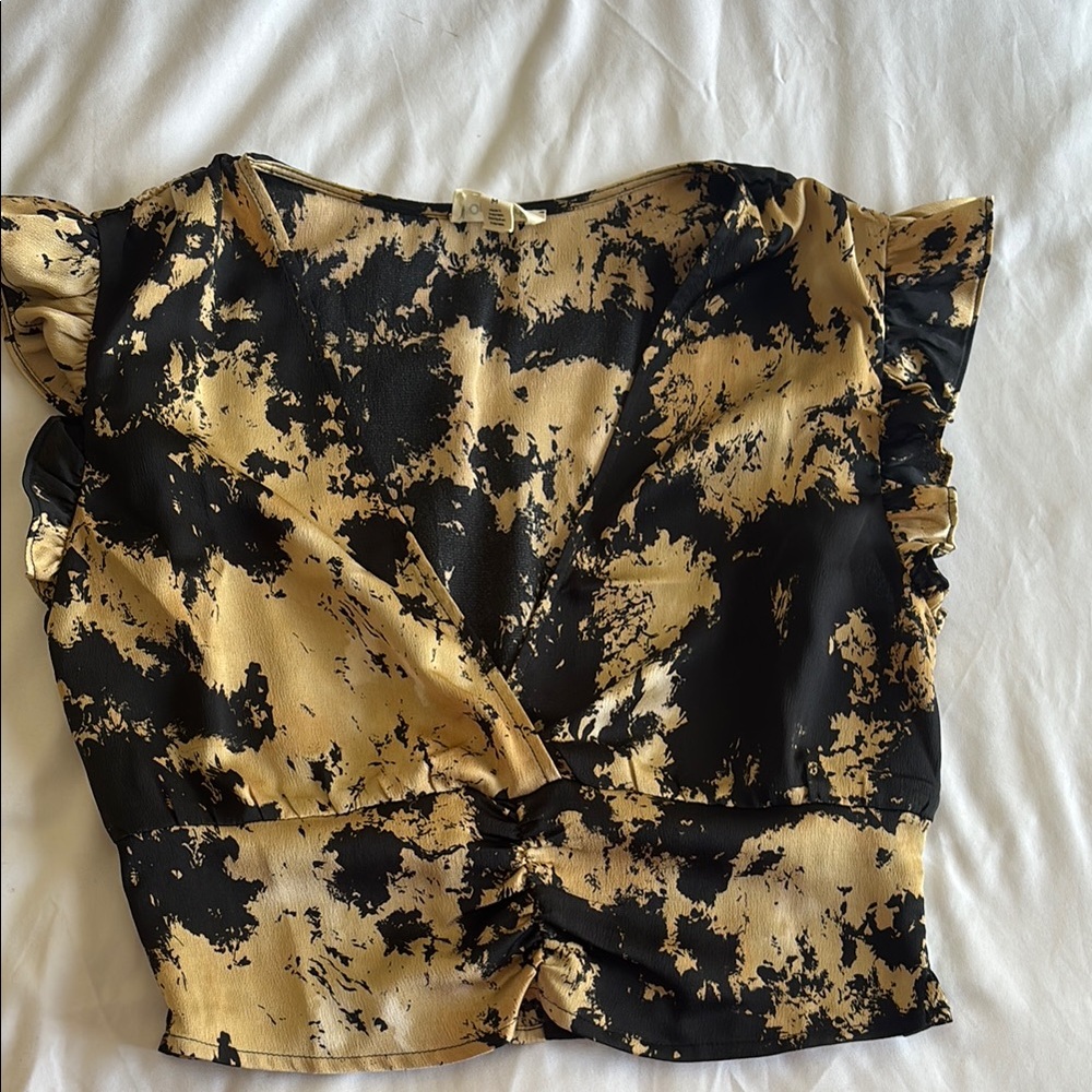 Open Edit Black and Gold Top